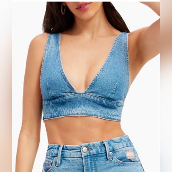 Good American Tops - NWT Good American Denim Crop Bra Top